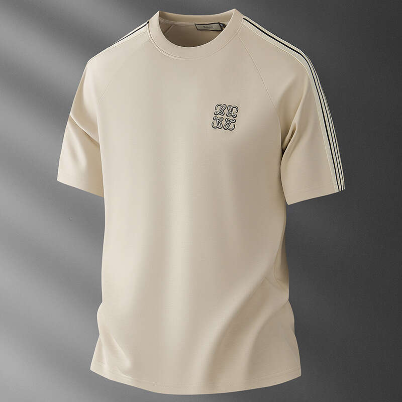 High-End Fashionable Soft Modal Embroidered Short-Sleeve T-Shirt For Men, Summer Thin Cool Round-Neck Half-Sleeve Men's Tee Asia Size
