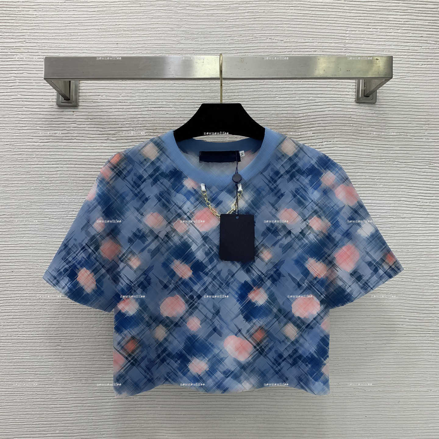 Luxury round neck women top Summer lady short-sleeve women designer clothes chain versatile short T-shirt A700X14N053