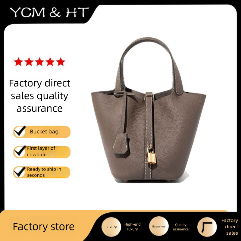 Designer Luxury Cross-border Hot Selling Vegetable Basket Handbag Women's Handbag 2026 Summer New TOGO Cow Leather Bag Women's Bucket Bag Wh