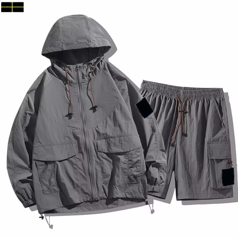 Men's stones jacket islands High quality Classic Men's Designer Tracksuit Set Casual Summer T-Shirt & Shorts Short Sleeve Sportswear Suit