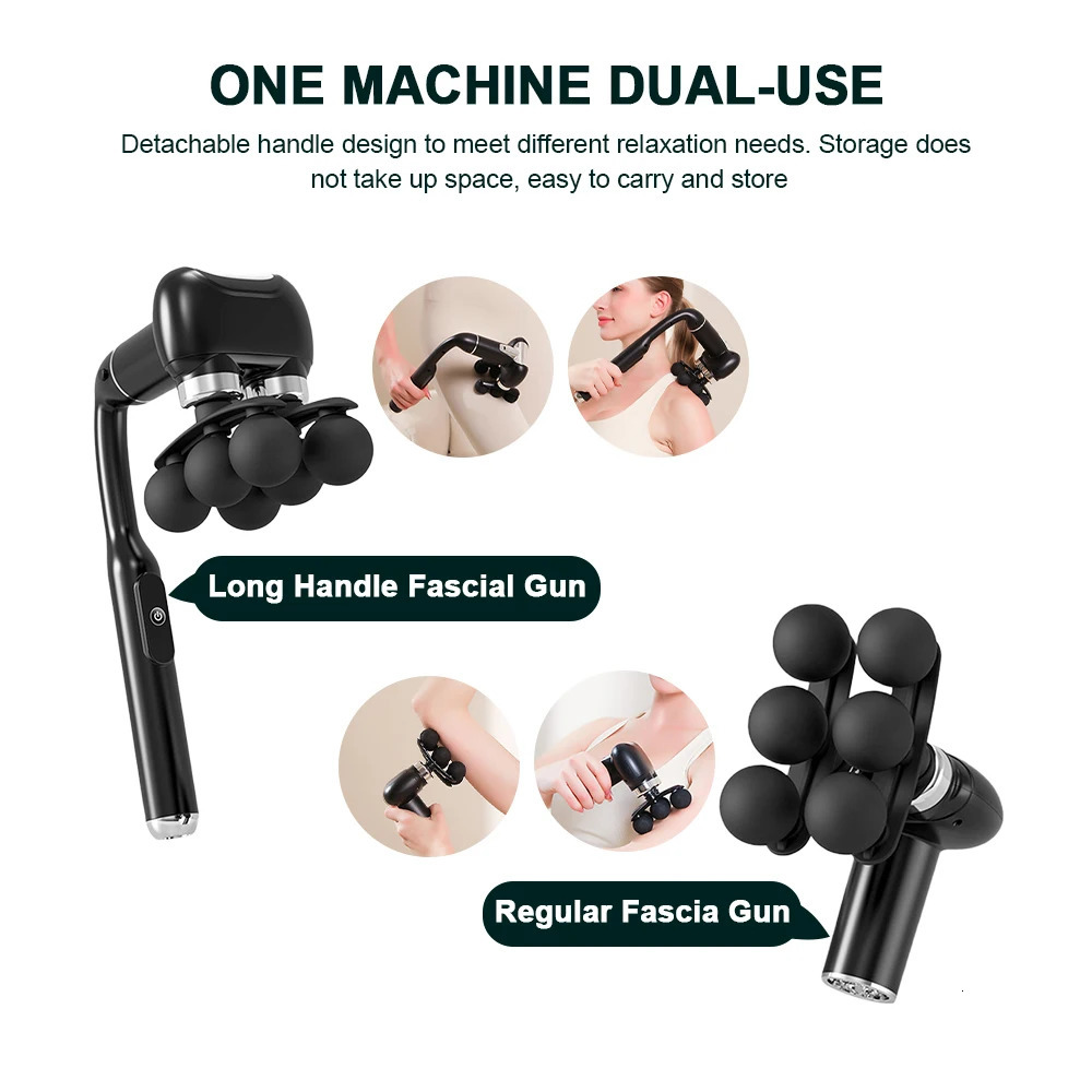 6-Heads Handhel Fascia Gun High Frequency Vibration Body Massage Gun Neck Shoulder Waist Back Handle Massager Fascia masajeador 260424 - view 3