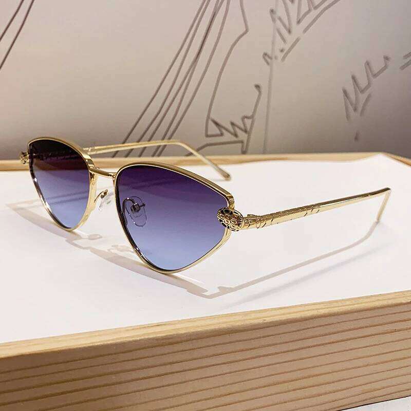 Frameless Cut Edge For Women With Leopard Head And Cat Eyes, Metal Frame Design, Fashionable Sunglasses Chunjinqiuli