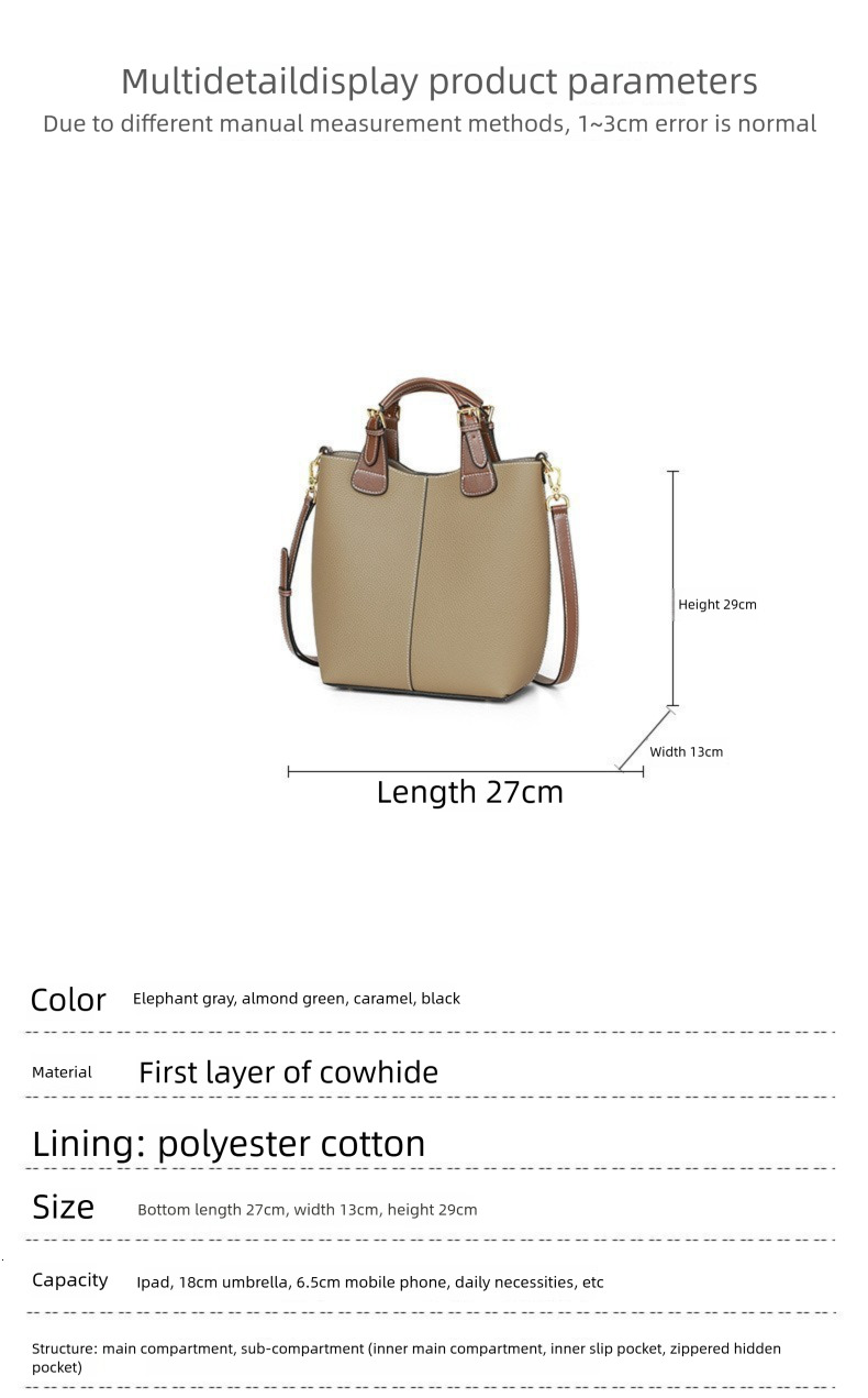 Designer Luxury 2026 New Fashionable Top Notch Women's Slant Leather Handbag High End Large Capacity Handbag Outdoor Lightweight Luxury Shoulder 
