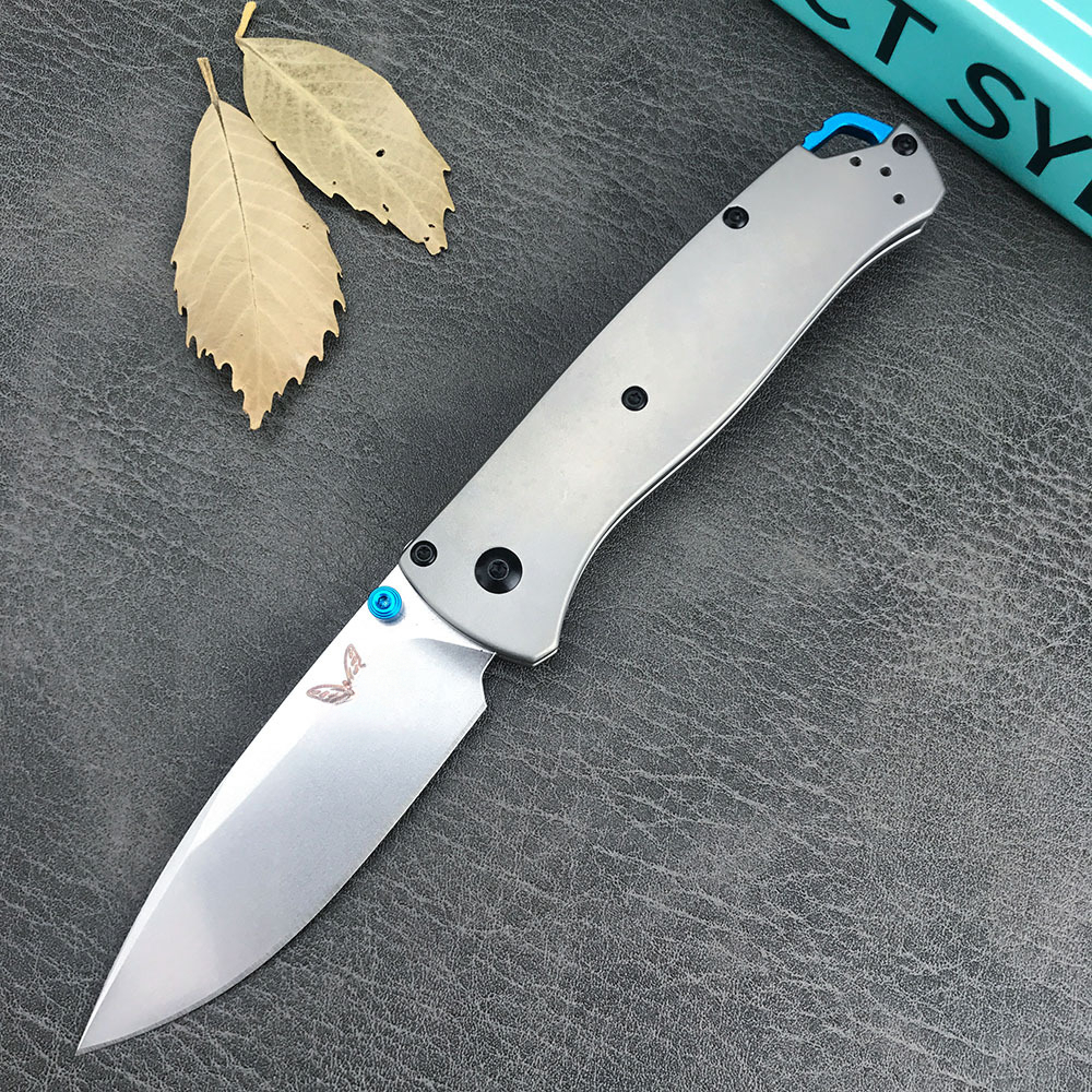 BM 533/535 Folding Knife Damascus Steel Blade Titanium Handles Sharp Field Hunting Knife Survival Tactical Tool with Pocket Clip