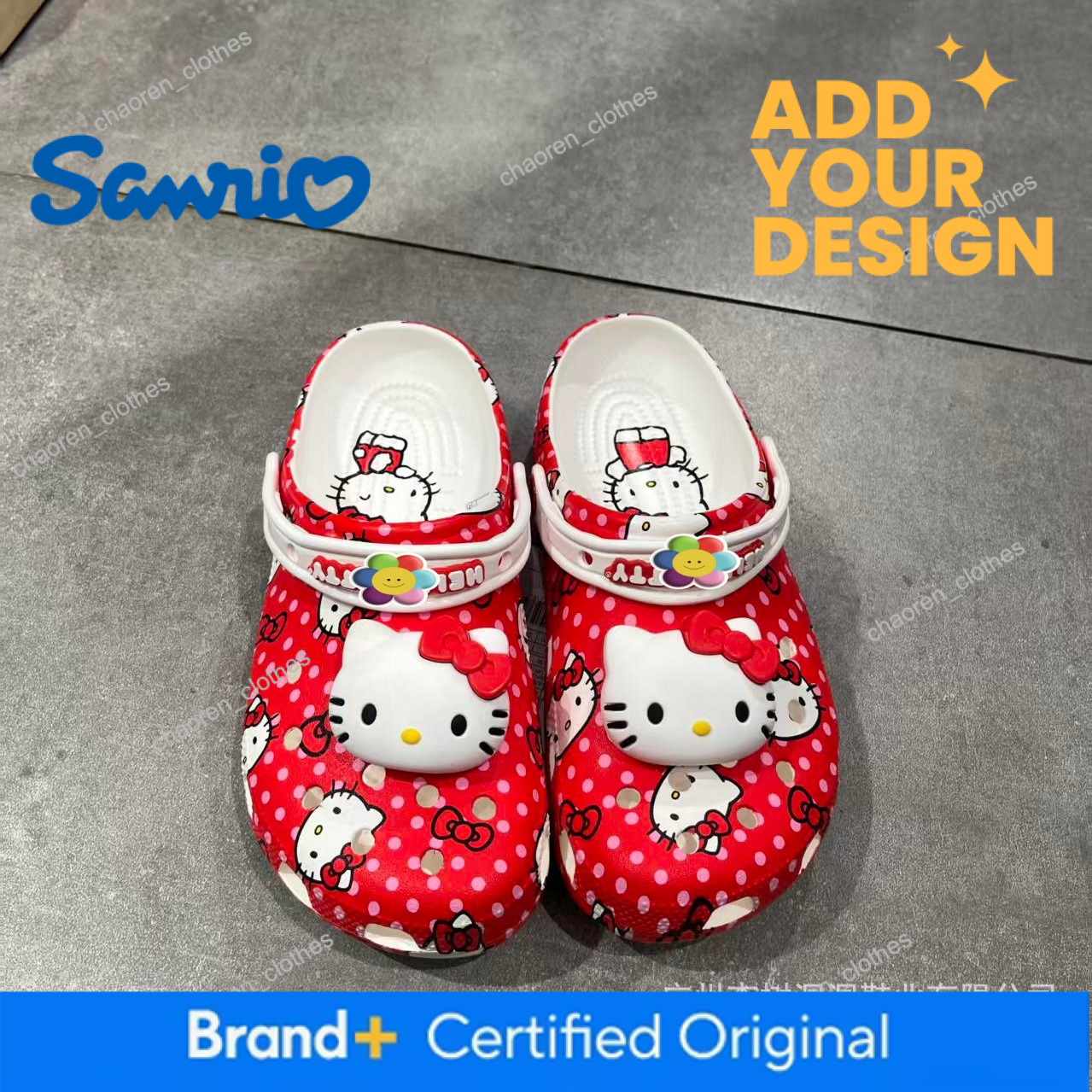 In-Stock Red KT Cat Clogs Girls, Parent-Child Style, Comfortable For Bathroom Casual Wear, Versatile Trendy, Wholesale And Dropshipping Available Luxu