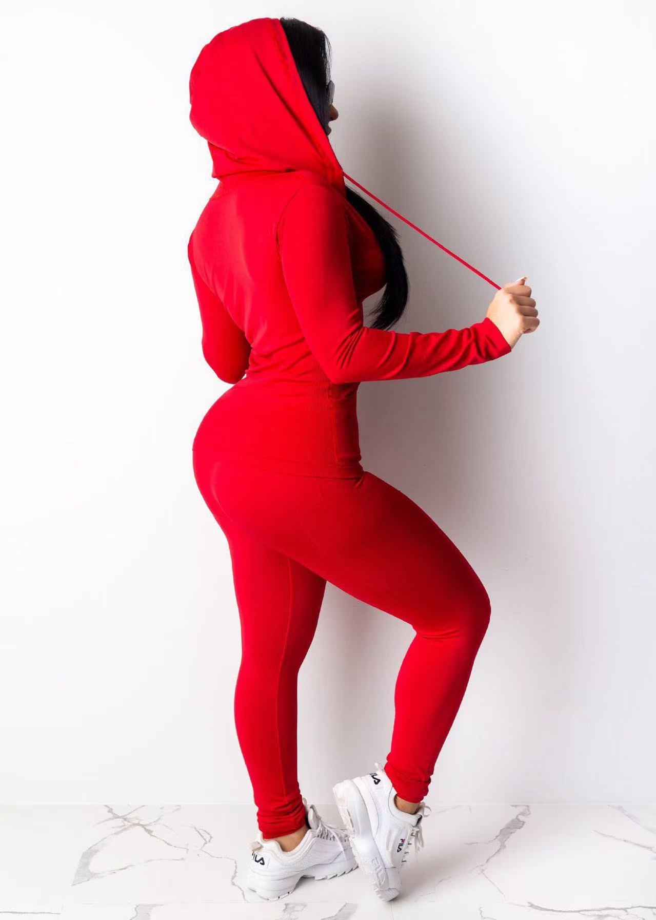 Women jogging suit fall winter tracksuits long sleeve jacket+pants solid color two piece set casual plus size 2XL outfits sweatsuits 4204