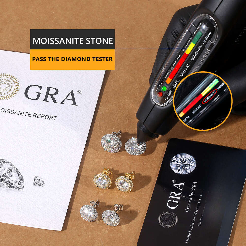 Cluster Women's Gift 1ct 2 3 Carat S925 Sterling Silver VVS1 GRA Lab-Crafted Diamond Diaspore Earrings for Men