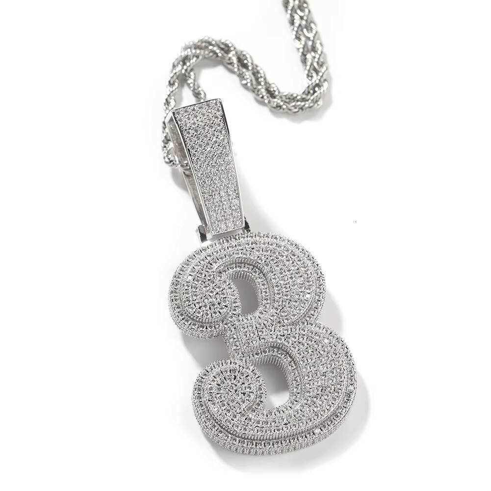 Hip Moissanite Lucky Number Pendant Single Big Numbers Pendant Necklace 0 to 9 Special Rapper Jewelry