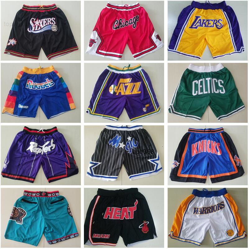 Team Basketball Just Don Short Sport Shorts Pants With Pocket Zipper Sweatpants Blue White Black Purple Team Men Stitched Size S-XXXL Jersey