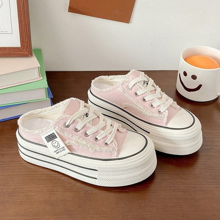 Can Be Worn As A Pair Women S Thick Soles Versatile With One Foot The New Niche Design Increases The Height Of Casual Canvas Shoes Ddmysaturn