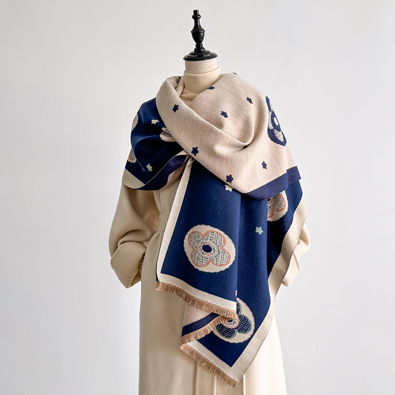 Designer Scarf Luxurious Women's Shawl Geometric Pattern Synthetic Cashmere Double-sided Scarf Outdoor Warmth And Protection