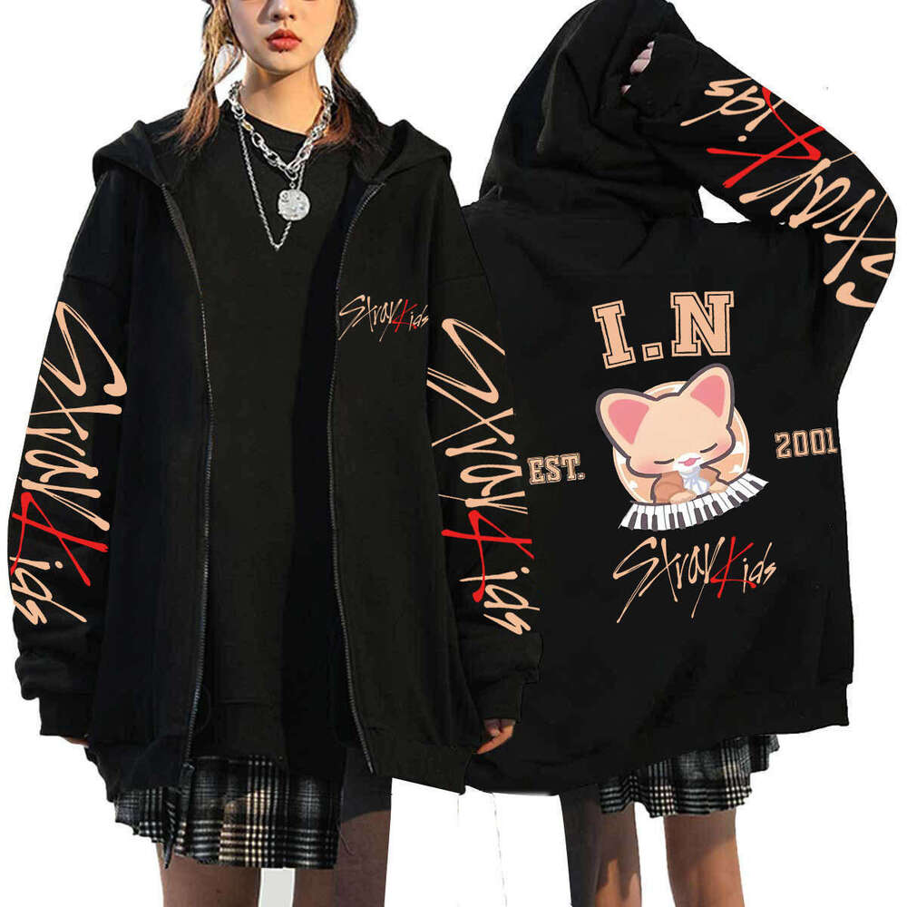 Solid Color Hoodie Women Pure Tone Minimalist All Match Daily Travel Streetwear Q-version Stray Kids Dominate merc