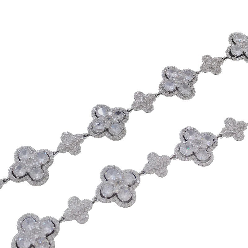 Super Shiny Heavy-Duty Micro-Inlaid Four-Leaf Flower Zircon Clasp Bracelet for Women, Exquisite Light Luxury High-End Elegant Jewelry Accessory - view 7