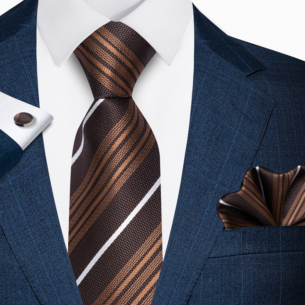 Men Tie Purple Solid Floral Silk Wedding Tie For Men DiBanGu Hanky Cufflinks Business Gift Tie Set For Men SJT-7266 24120