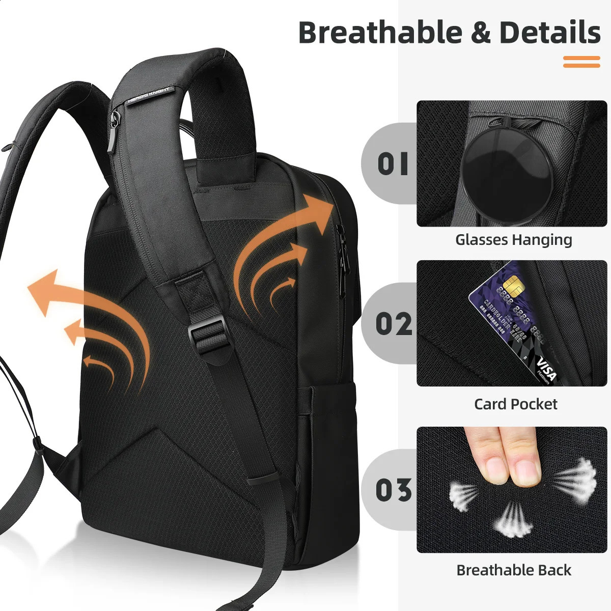 HK Stylish Business Backpack for Men Waterproof 156 inch Flap Laptop Multiple Pockets Casual Daypack Work School y260611 - view 3