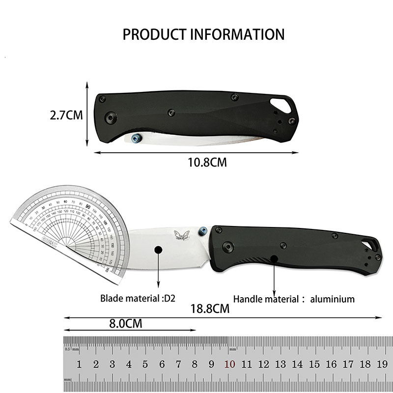 BM 535 Bugout Aluminum Handle Folding Knife D2 Hardness Blade Portable Camping Outdoor Utility Survival Knives EDC