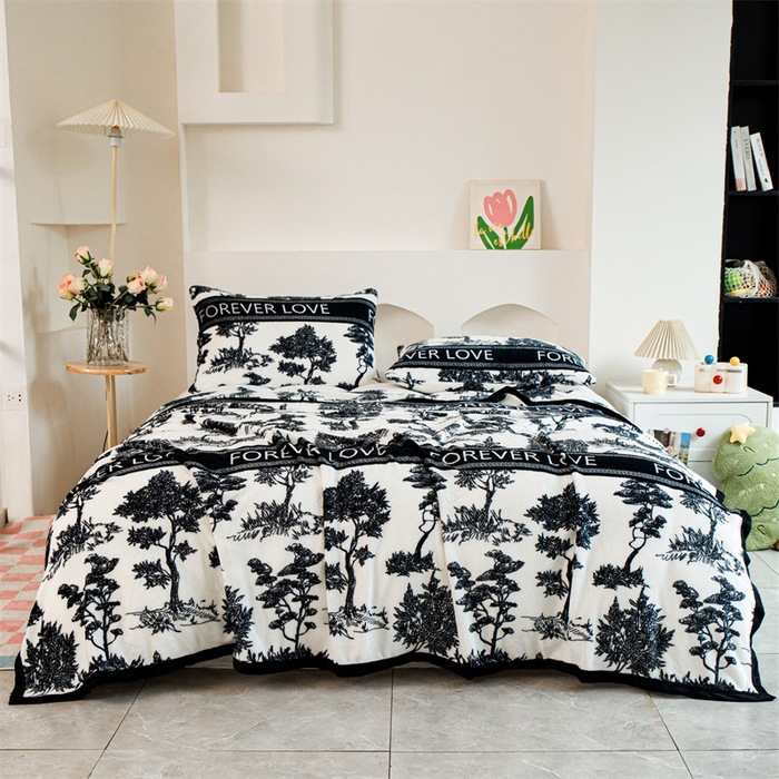 Air-Conditioned Milk Fleece Thickened Flannel Blanket Gift Set