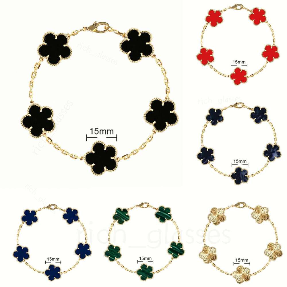 Clover Women Stainless Steel Gold Plate Five Pattern Design Bracelets Fashion Gifts Jewelry Bracelet Designer Armband