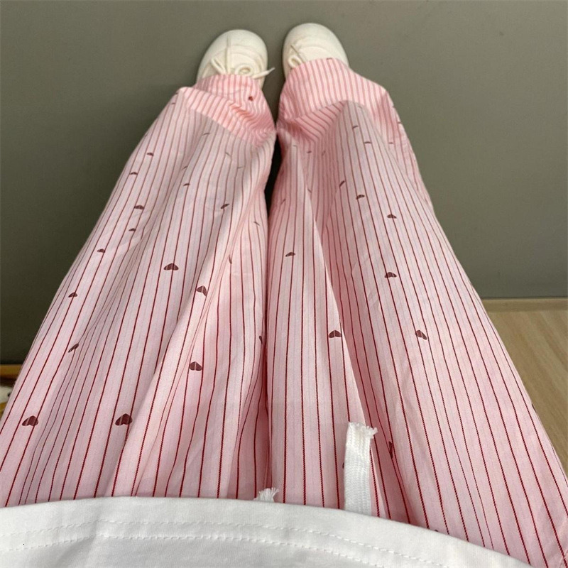 Luxury Brand Designer Plus Size Striped Pajama Pants for Women Casual Loose Wide-Leg Lounge Pants for Spring and Autumn Comfortable Lounge Pants for W