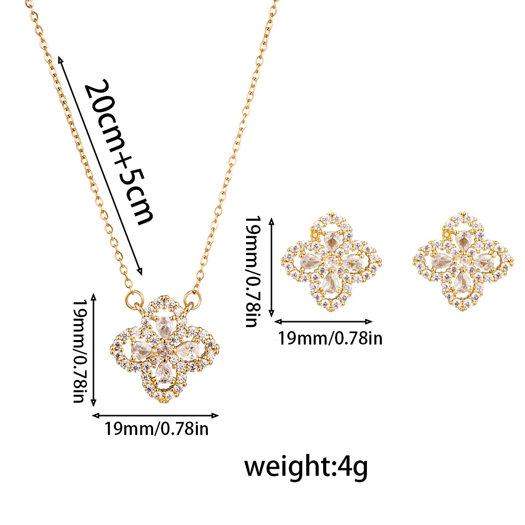 Jewelry Set With Earrings Necklaces High Quality Flower Shaped Decorative Designer Earr Necklace Made Of Copper And Set Zirconium Stones Gift for Wome