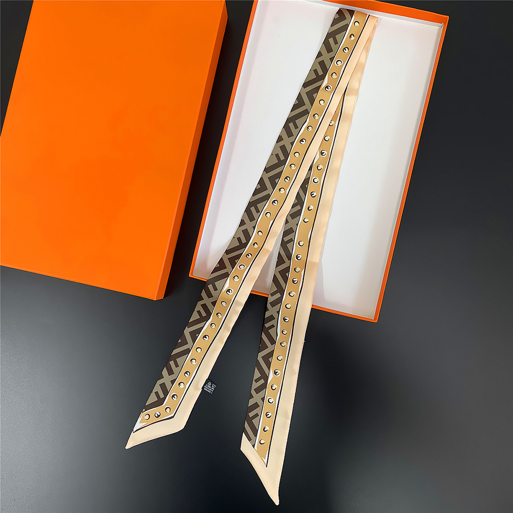 Designer Scarf Silk Scarf Rectangular Geometric Pattern Letters Women's Casual Decorative Scarf Used For Bag Decoration Small Neckline Scarf Ribb
