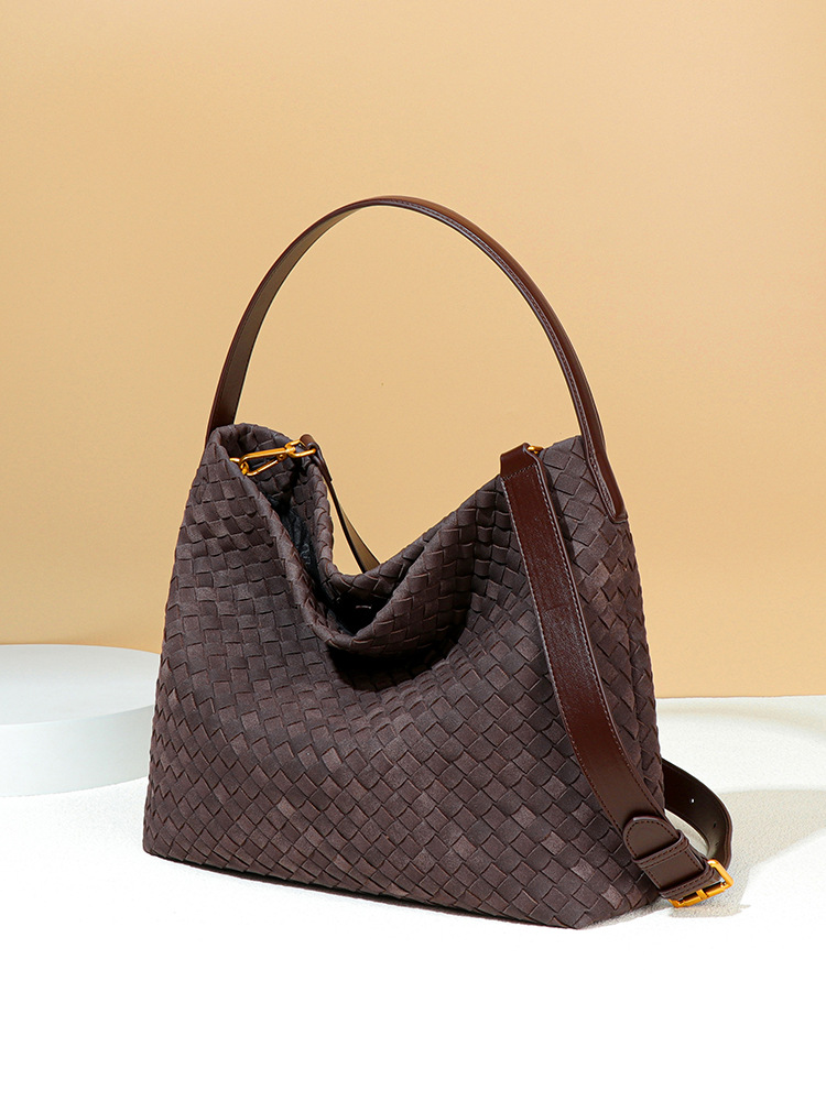 Vintage Pebble-Weave Shoulder Bag Women's Large-Capacity Convertible Crossbody Bag Perfect for daily commuting and casual outings