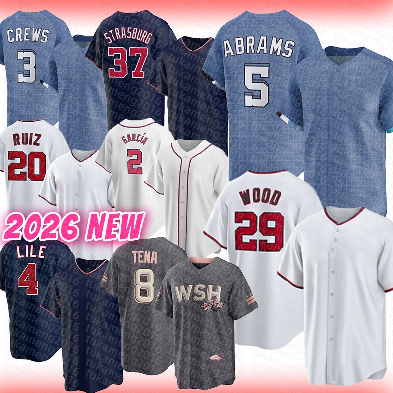 CJ Abrams James Wood Baseball Jerseys Stephen Strasburg Dylan Crews Keibert Ruiz Luis Garcia Brady House Daylen Lile Jake Irvin Jose Tena Trevor Williams