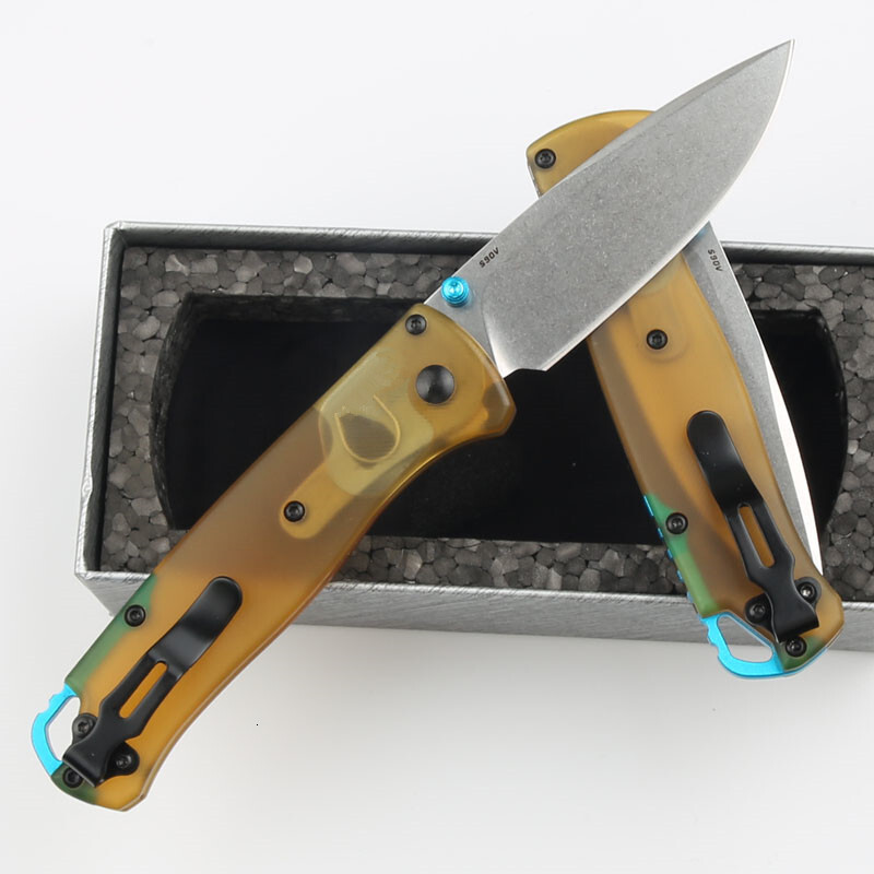 BM 535 PEI Transparent Outdoor Folding Knife Wild Camping Convenient Sharp Knife EDC Fruit Pocket knives for outdoor travel