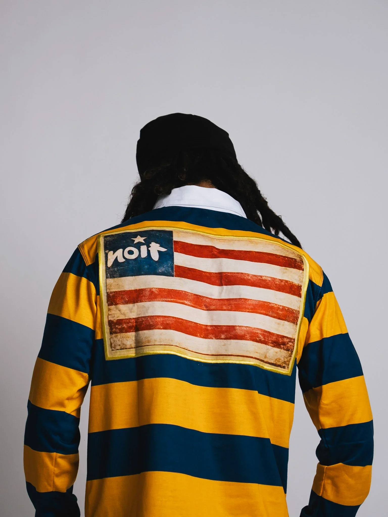 Y2K Golden League Rugby Polo Shirt Retro Duck Embroidery Yellow Blue Striped Long Sleeved Shirt Oversized Unisex Streetwear Tops 260423