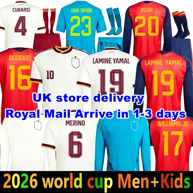 UK Stock 2026 World Cup SPAIN Soccer Jerseys PEDRI GAVI LAMINE YAMAL MORATA Carvajal FERRAN RODRIGO Jersey Men Kid Kit Football Shirt CUBARSI MERINO camiseta