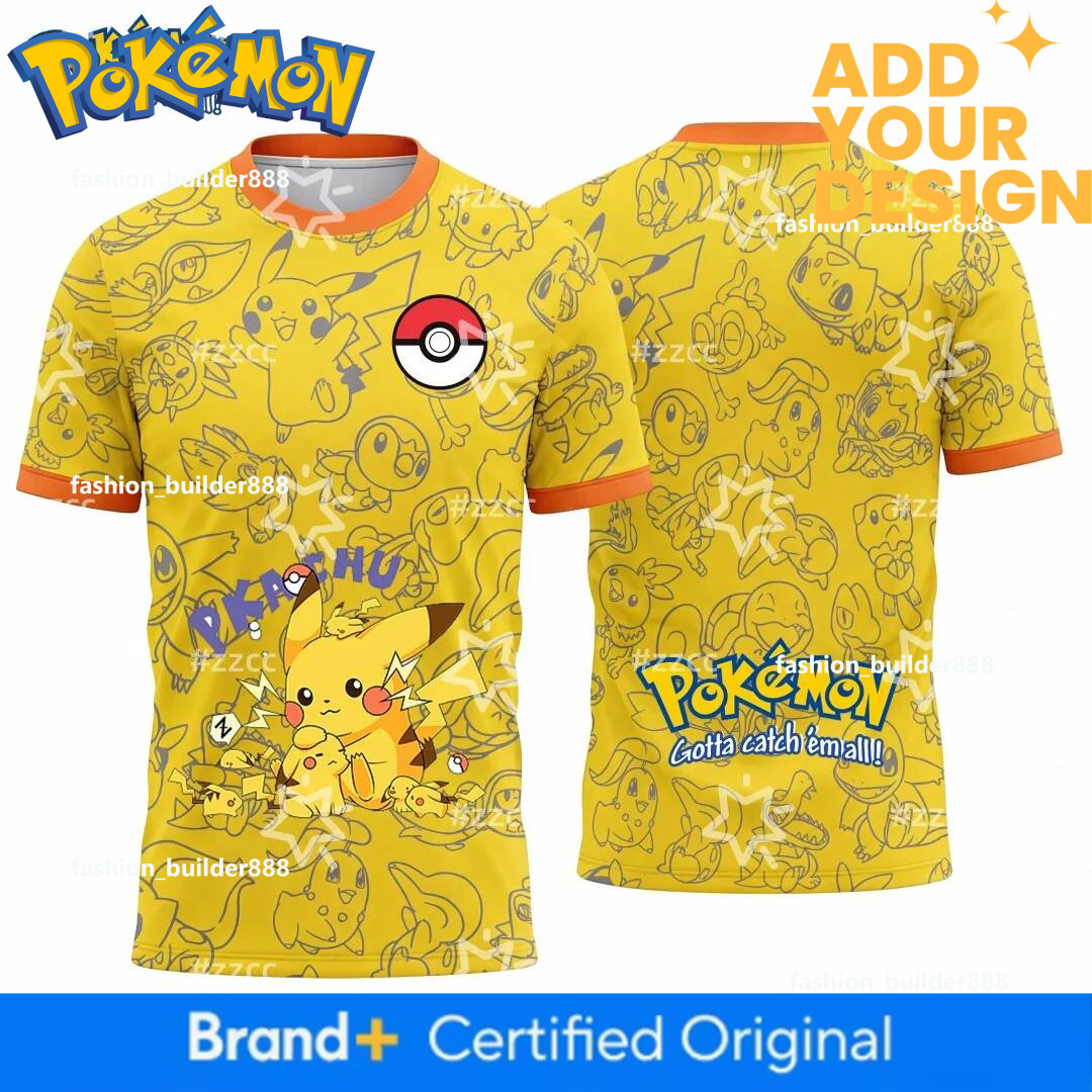 Soccer Jerseys (Unisex) Pikachu Graphic T-Shirt For Pokemon Football Jersey Autumn Sports Dry Quickly Men's T-Shirt Kid's Clothing Tee Y2k W