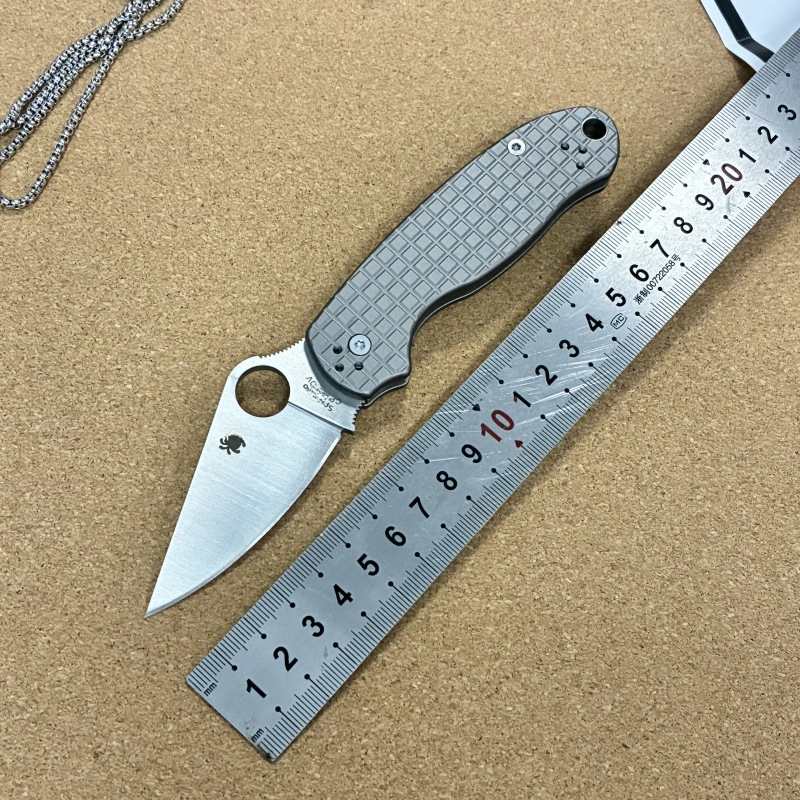 C223 Checkered Aluminum Alloy Handle Folding Knife Outdoor Pocket Knife with Full Steel Handle Camping Hiking Survival Knife Top