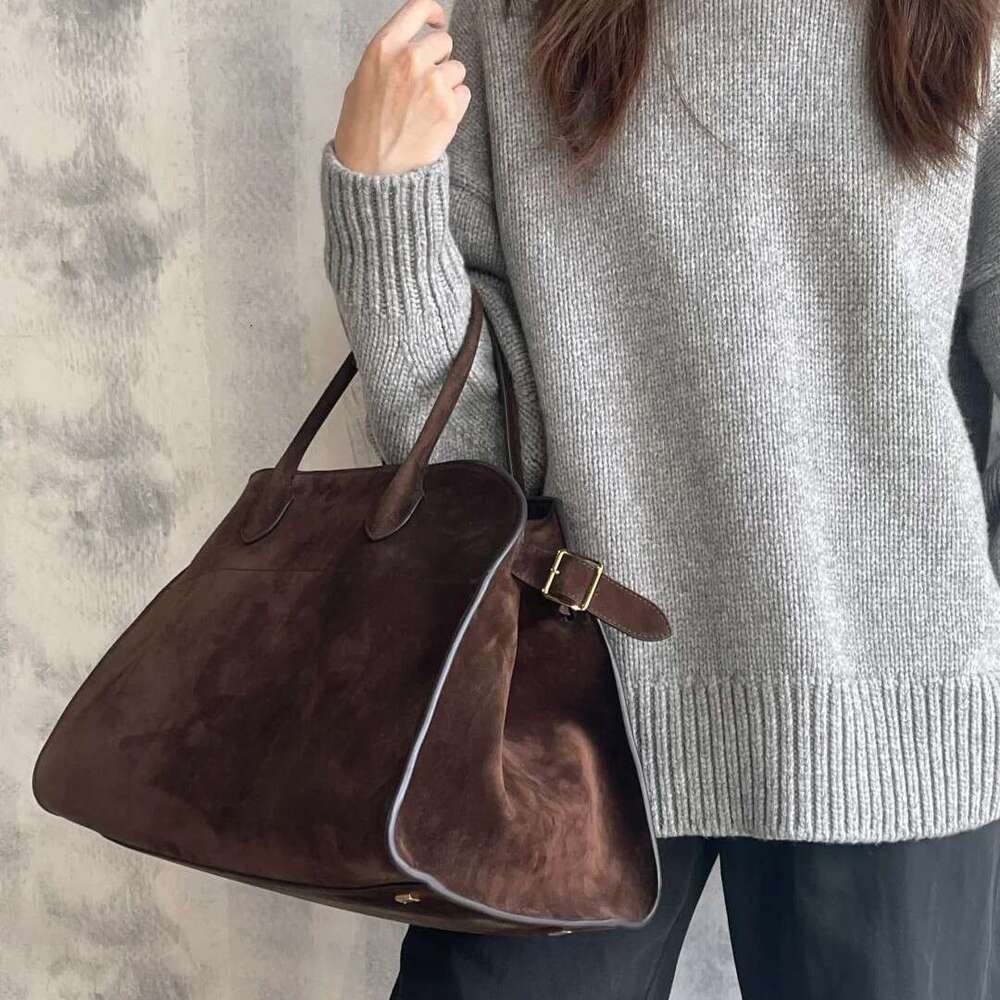 Luxury Autumn Winter Margaux Suede Tote Bag, Frosted Cowhide, Large Capacity, Niche Commuter Handbag, Fashion Women Shoulder Crossbody Bag SENYY