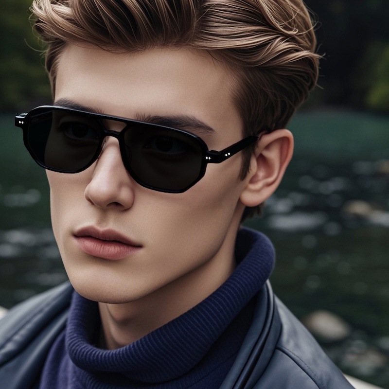 Vintage Pilot Sunglasses Double Bridges Polygon Square Men Clear Ocean Lens Rivets Sun Glasses Women Lightweight UV400 anti blue light CB Fashion Acce