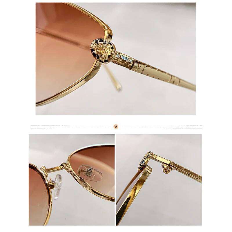 Frameless Cut Edge For Women With Leopard Head And Cat Eyes, Metal Frame Design, Fashionable Sunglasses Chunjinqiuli