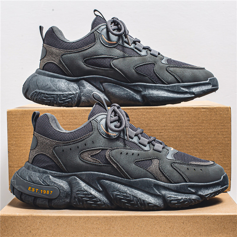 Men's Dad Shoes New Autumn Trend Versatile Mesh Casual Youth Shock Absorption Running Sports Height Increasing