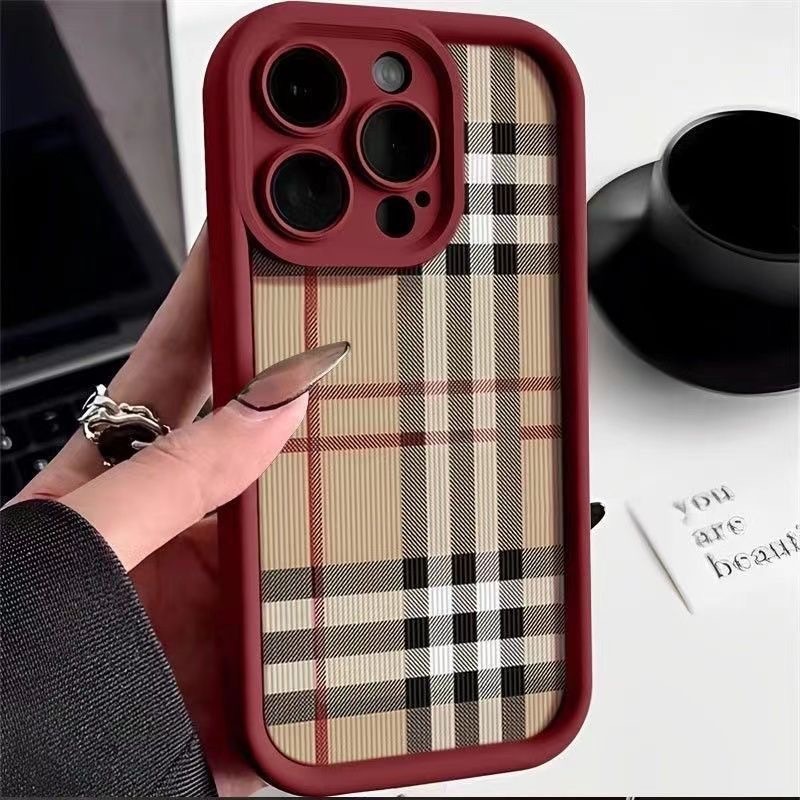 Simple checkered case suitable for Apple 17 Pro Max, iPhone 16, premium 15 Plus, cross-border 13, matte 12