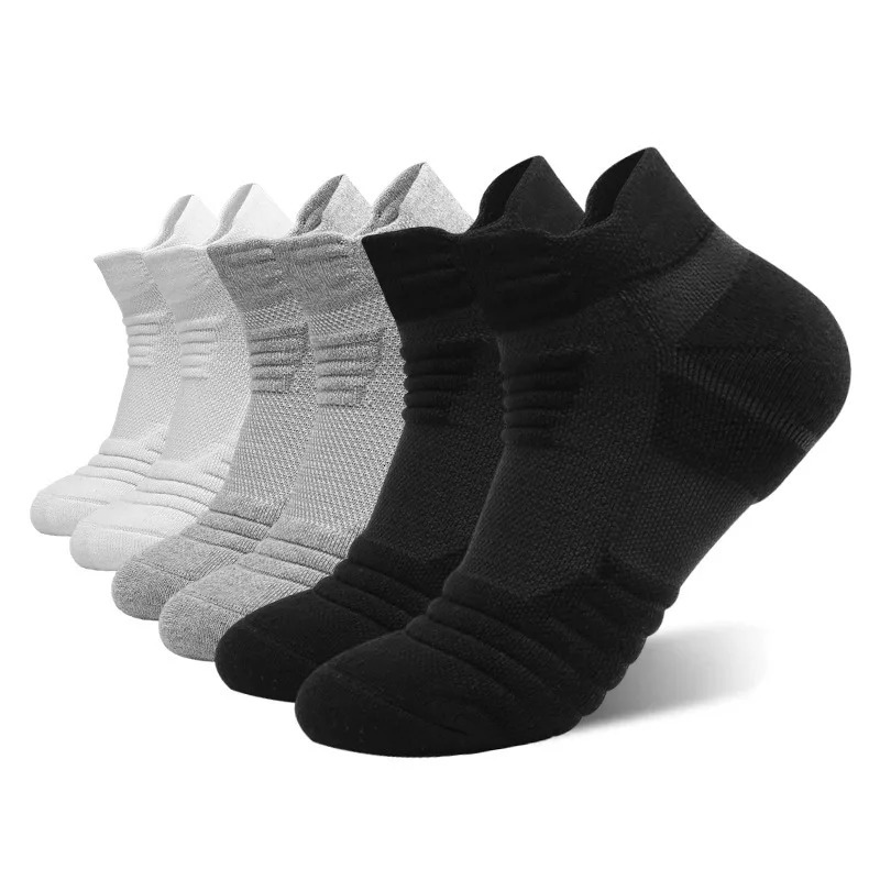 5 Pairs Men Cushion Performance Athletic Crew Socks Running Basketball Outdoor Sports Ankle Socks High Tube Autumn Winter Socks 260424