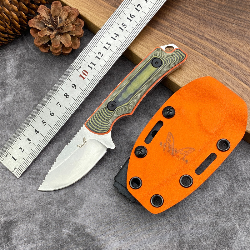 15017 Outdoor Fixed Blade Knife with Holster 8Cr13Mov Blade Sharp Cutting Hunting Knife Defensive Pocket Knife Survival Knife