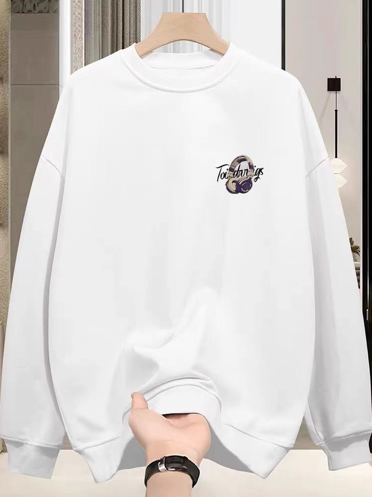 American Streetwear Printed Crew Neck Sweatshirt, Heavyweight Thick Fleece Lined, Autumn Winter Casual Tops, Youth Couple Unisex Design