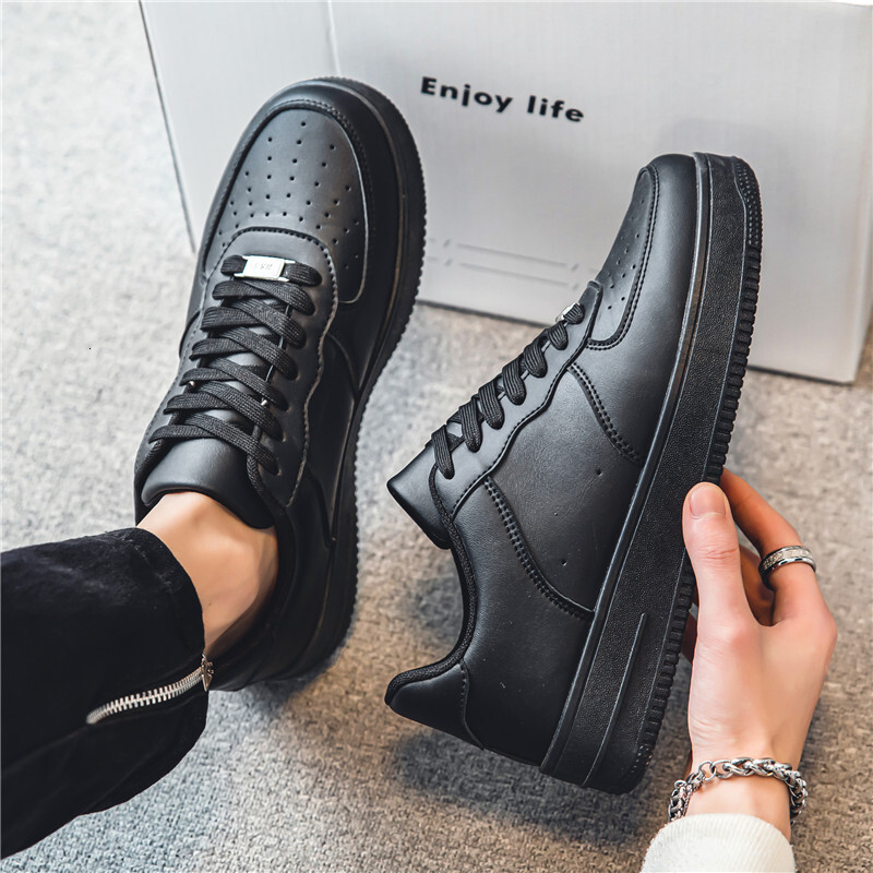 Men Classic All White Platform Sneakers, Lace-up Thick Sole Casual Leather Skate Shoes