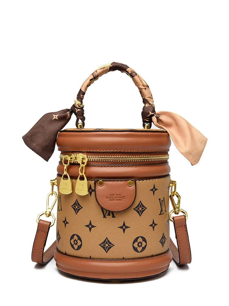Classic printed fashion bucket bag, designed exclusively for women a versatile, retro-inspired crossbody bag