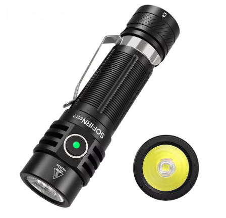 Sofirn SC18 1800lm EDC Flashlight USB C Rechargeable SST40 LED 18650 Torch TIR Optics Lens Lantern with Power Indicator