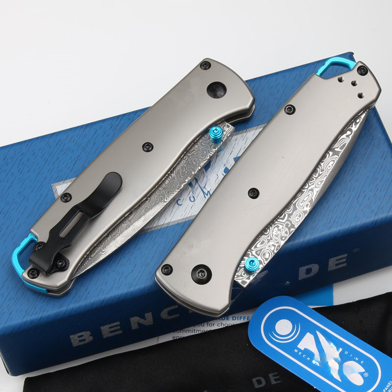 BM 533/535 Folding Knife Damascus Steel Blade Handles Sharp Field Hunting Knife Survival Tactical Tool with Pocket Clip