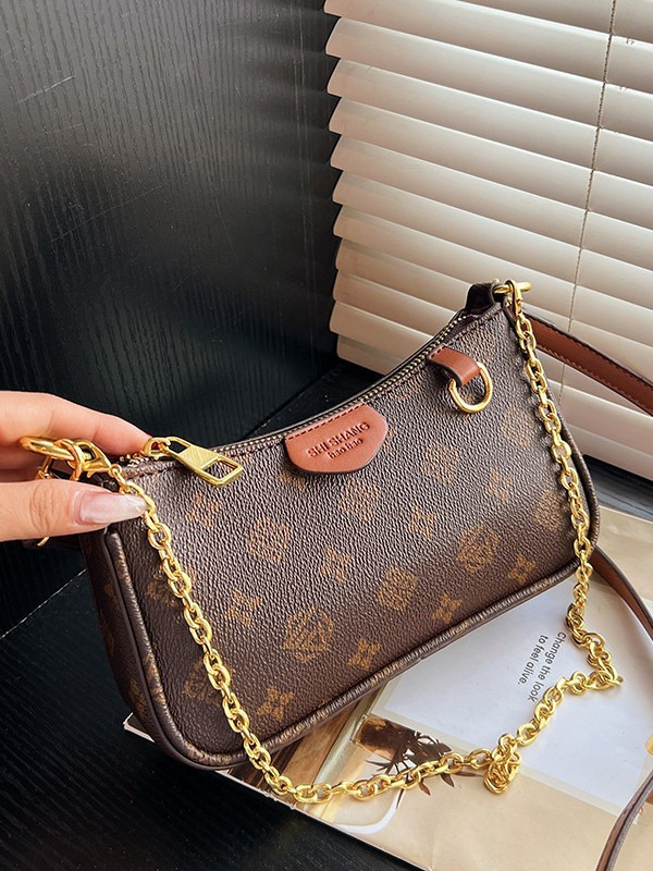 Womens Vintage Print Hobo Shoulder Bag Dual Detachable Strap Chain Crossbody Purse Classic Retro Pattern Underarm Bag For Daily Casual And Office Wear