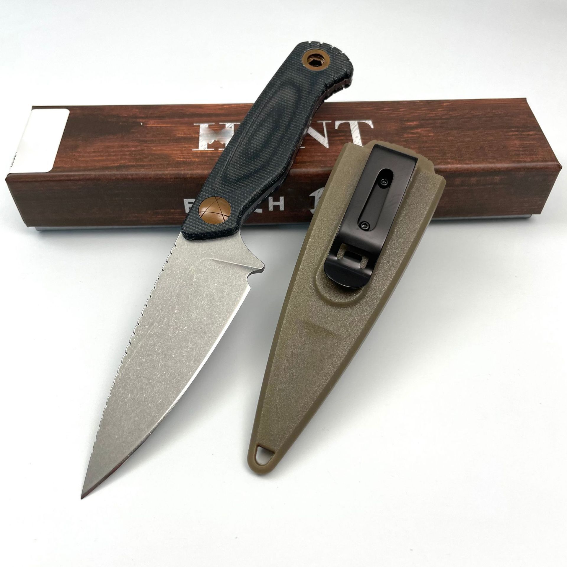 BM 203BT Fixed Blade Knife with Sheath D2 Steel Blade G10 Handle Outdoor EDC Camping Knife Hiking Hunting Survival Tools