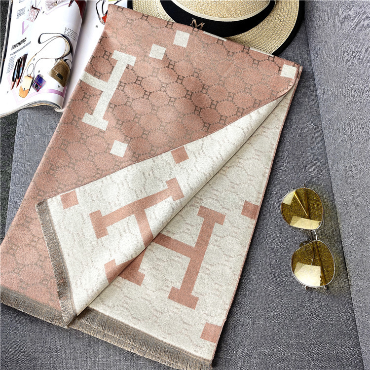 Designer Scarf Silk Scarf Women's Shawl Thick And Warm One-piece Design With Letter Embroidery Pattern Suitable For Outdoor Protection From The C