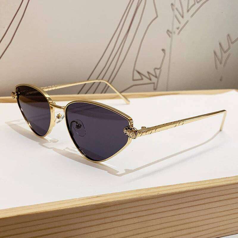 Frameless Cut Edge For Women With Leopard Head And Cat Eyes, Metal Frame Design, Fashionable Sunglasses Chunjinqiuli