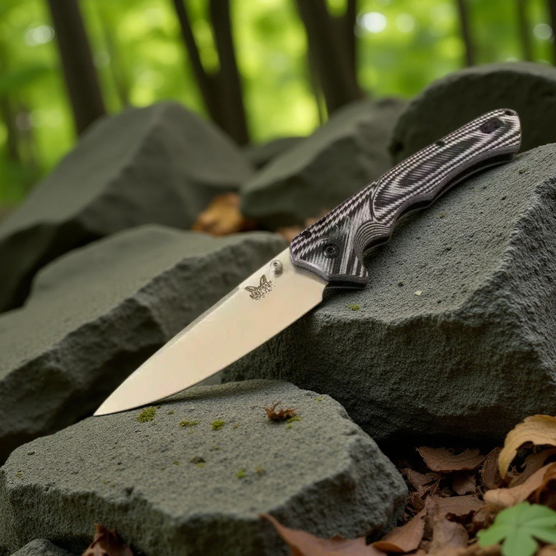 New BM 615BK-1401 Outdoor Tactical Fixed Blade Knife D2 Blade G10 Handle EDC Jungle Hunting Cutting Survival Tools with Sheath