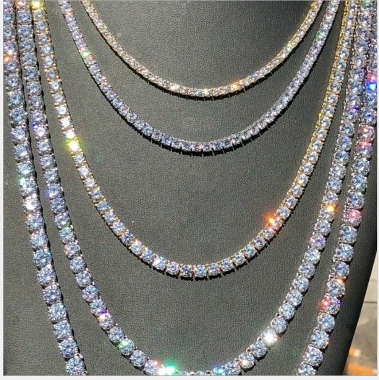 6mm Hip-Hop VVS Moissanite Diamond Tennis Chain for Men, 925 Sterling Silver Tennis Necklace, Lab-Grown Diamond